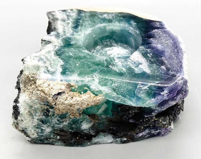 3-5" Rough Fluorite tealight holder