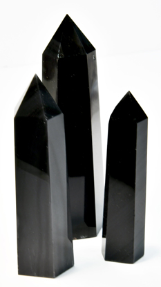 1 lb 3-4" Obsidian, Balck W Silver Stripes obelisk