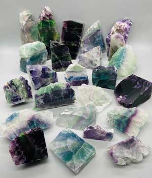 24 pcs Fluorite, polished 1 side