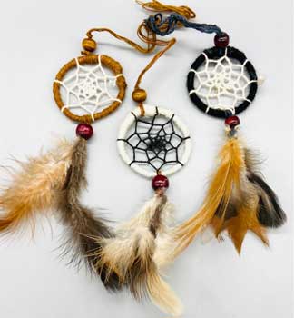 (set of 6) 2" Dreamcatcher natural