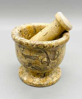 2 1/2" Fossil Coral mortar and pestle set